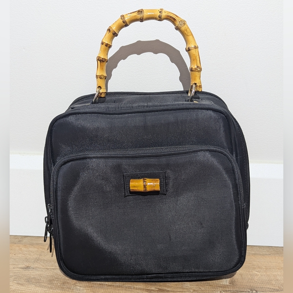 Bamboo Handled Black Handbag